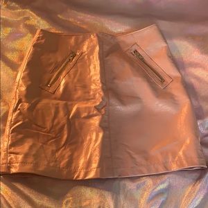 Pink leather skirt